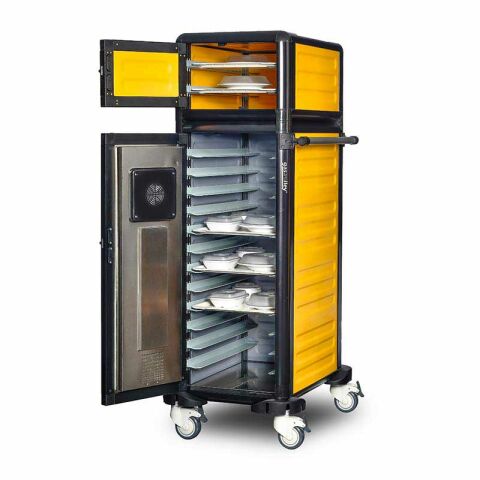 Gastrolley 100/25 Tekli Hastane Sıcak Servis Arabası, Isıtmalı+Nötr, 57x79x158 cm