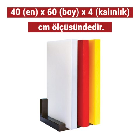 Yelkar Plastik Polietilen Doğrama Levhası, 60x40x4 cm (Kırmızı)