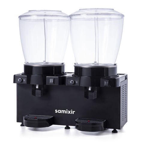 Samixir SS44 Panaromik Analog Twin Soğuk İçecek Dispenseri, 22+22 L, Fıskiyeli, Siyah