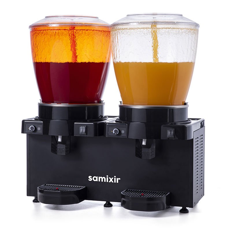 Samixir SS44 Panaromik Analog Twin Soğuk İçecek Dispenseri, 22+22 L, Fıskiyeli, Siyah