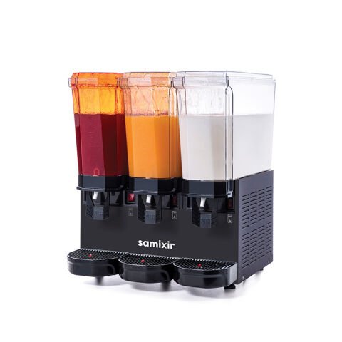 Samixir 60.SS Triple Klasik Fıskiyeli ve Fıskiyeli Karıştırıcılı Soğuk İçecek Dispenseri, 20+20+20 L, Siyah