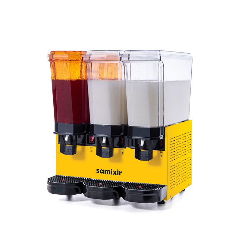 Samixir 60.SM Triple Klasik Fıskiyeli Karıştırıcılı ve Karıştırıcılı Soğuk İçecek Dispenseri, 20+20+20 L, Sarı
