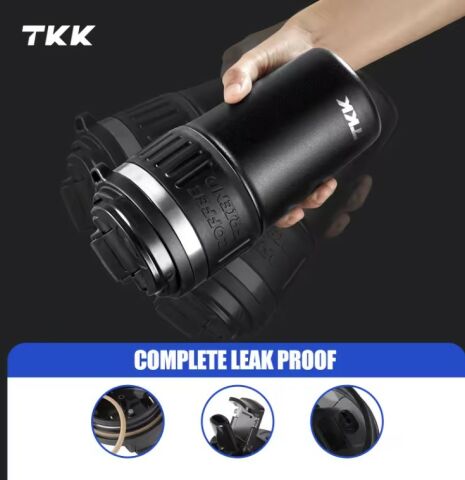 TKK 630ml Pipetli/Pipetsiz Kullanım Askılı Paslanmaz Çelik Mug (Black)
