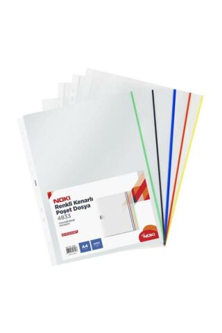 Poşet Dosya ( A4 ) Renkli Kenarlı 25'li Paket - 5 Renk X 5 Adet (90 Micron)