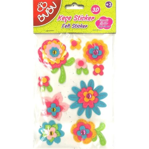 Bu-Bu Keçe Sticker Yapraklı Çiçekler STS010(ST0034)