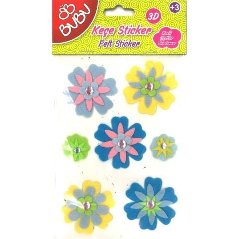 Bu-Bu Keçe Sticker Mavili Çiçekler STS010(ST0032)