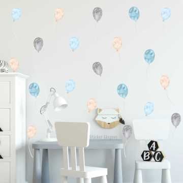 Erkek Odası İpli Balonlar Çocuk Odası Duvar Sticker Seti