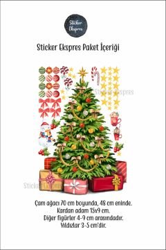 Yılbaşı Ağacı Ve Kış Figürleri Yeni Yıl Cam Duvar Kapı Sticker Seti