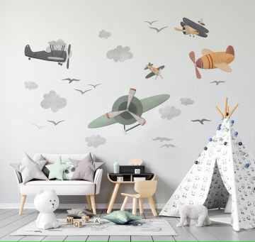 Gökyüzünde Süzülen Planörler Çocuk Odası Duvar Sticker Seti