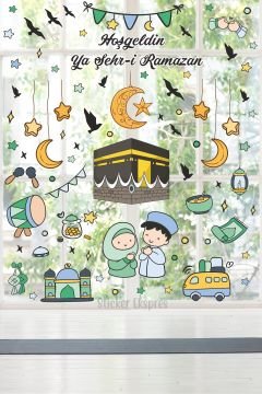 MEGA SET Kabe Ve Ramazan Figürleri Cam Kapı Duvar Sticker Seti