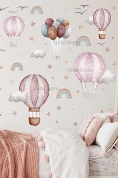Boho Balonlar Çocuk Odası Duvar Sticker Seti