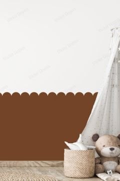 Koyu Kahverengi Dalgalı Yarım Duvar Kaplama Folyosu, Çit Detaylı Duvar Sticker