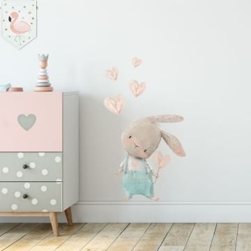 Kalp Dağıtan Sevimli Tavşan Sticker Set