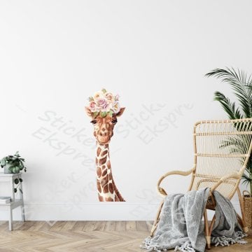 Çiçekli Zürafa Sticker