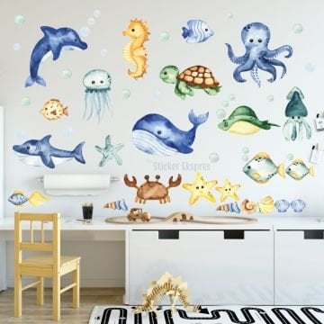 Deniz Canlıları Çocuk Odası Sticker Set