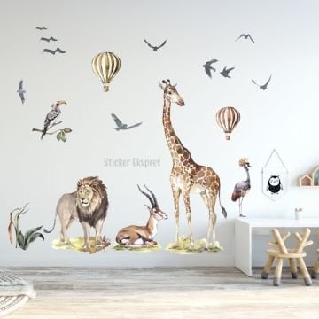Zürafalı Savana Hayvanlar Çocuk Odası Sticker Set