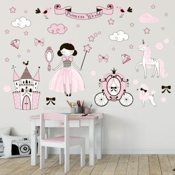 Prenseslerin Dünyası Çocuk Odası Sticker Seti