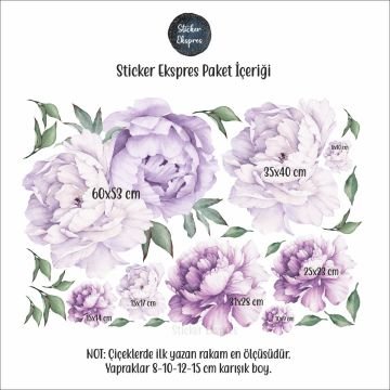 Lila Şakayık Çiçekler Sticker Seti