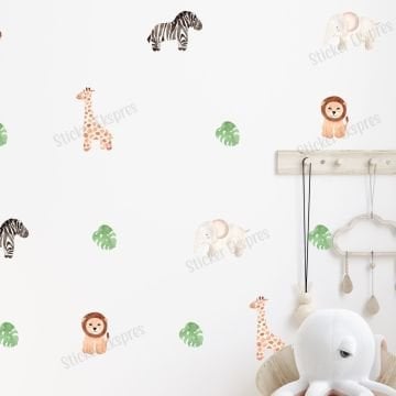 Mini Hayvanlar Ve Yapraklar Sticker Seti
