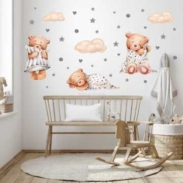 Uykucu Ayıcıklar Çocuk Odası Sticker Seti