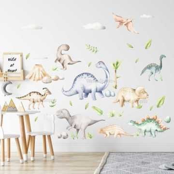 Sevimli Dinozorlar Çocuk Odası Sticker Seti