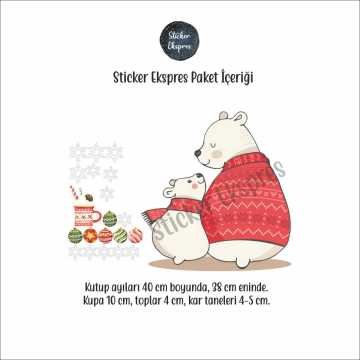 Kutup Ayıları Yeni Yıl Temalı Sticker Seti