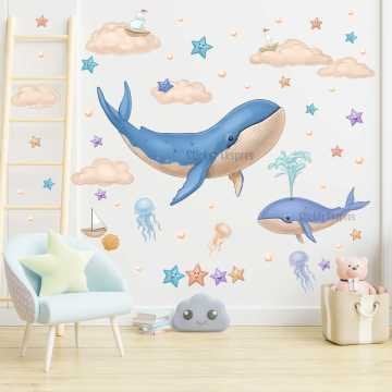 Hayalperest Balinalar Çocuk Odası Sticker Seti