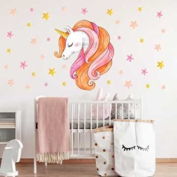 Unicorn Ve Yıldızlar Çocuk Odası Duvar Sticker Seti