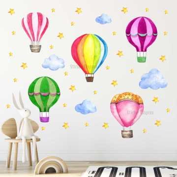 Renkli Suluboya Balonlar Çocuk Odası Sticker Seti