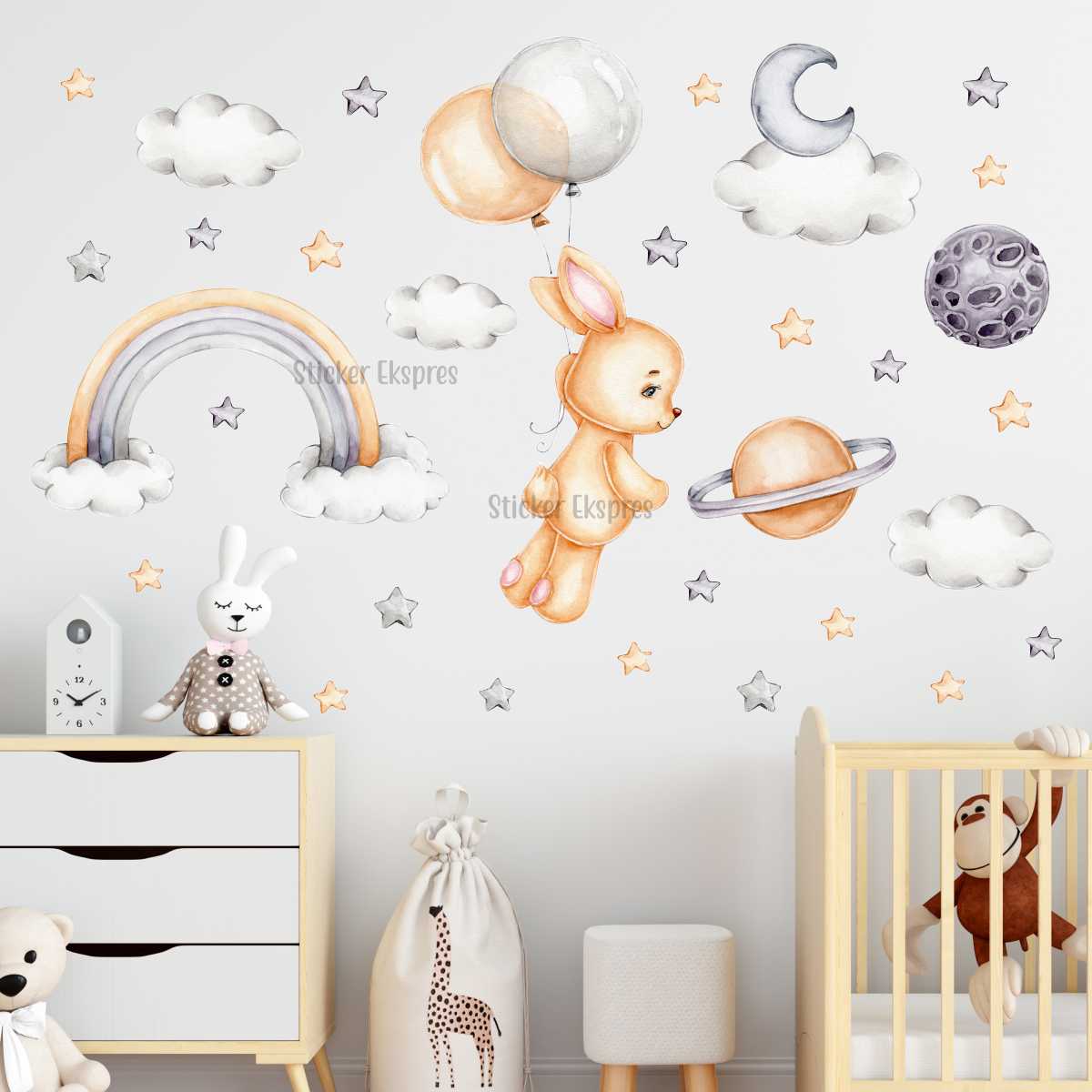 Maceracı Tavşan Çocuk Odası Sticker Seti