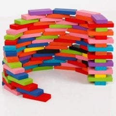 Ahşap Domino Oyunu Renkli 200 Parça İthal