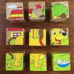 Ahşap Küp Puzzle Oyunu 9 Parça