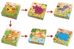 Ahşap Küp Puzzle Oyunu 9 Parça