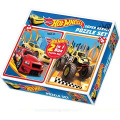 Hot Wheels 2'si 1 Arada Süper Renkli Puzzle Yapboz