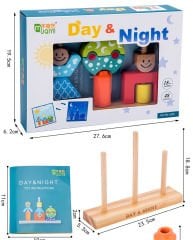Gündüz Gece Ahşap Montessori Sütun Oyunu Day & Night