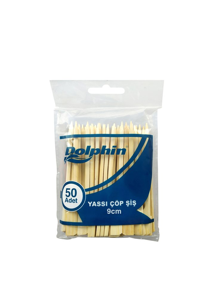 Bambu Yassı Çöp Şiş 9 Cm 50 Adet 10 Paket