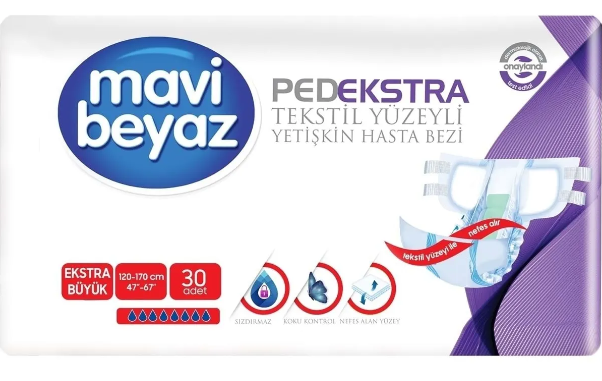 Mavi Beyaz Yetişkin Hasta Bezi XL 30'lu