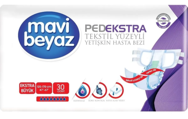 Mavi Beyaz Yetişkin Hasta Bezi XL 30'lu