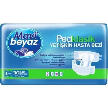 Mavi Beyaz Yetişkin Hasta Bezi Büyük Boy 30'lu