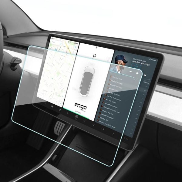 Tesla Model Y Ekran Koruyucu 15 inç ile Uyumlu Şeffaf Nano