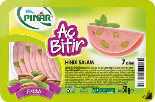 Pınar Aç Bitir Fıstıklı Hindi Salam 50 G