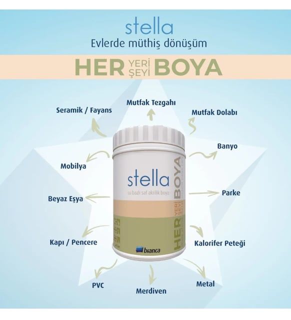 Bianca Stella Su Bazlı Saf Akrilik Boya Kırık Beyaz 1 Kg