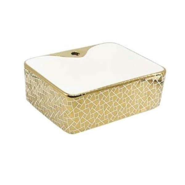 Gold İşlemeli Beyaz Lavabo