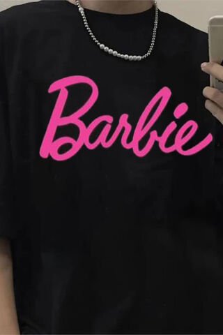 Siyah Barbie Logo Unisex T-Shirt