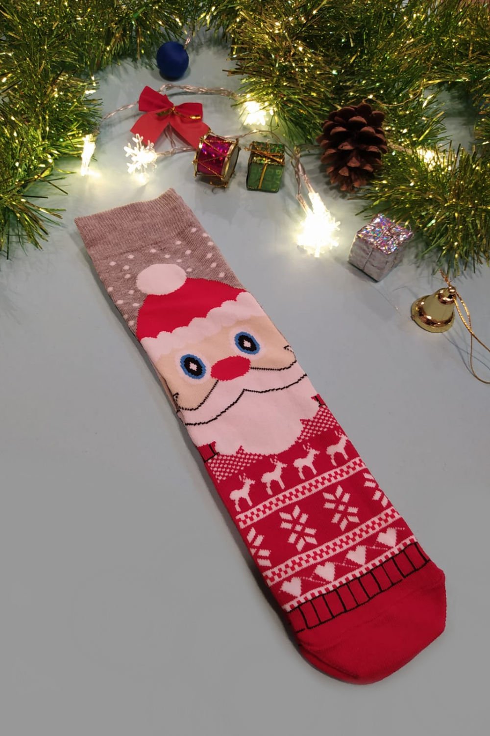 Noel Baba Cristmas Kırmızı Dizaltı Çorap