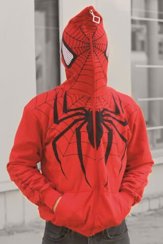 Kırmızı Spider-Man Goth Fermuarlı Unisex Kapüşonlu Sweatshirt
