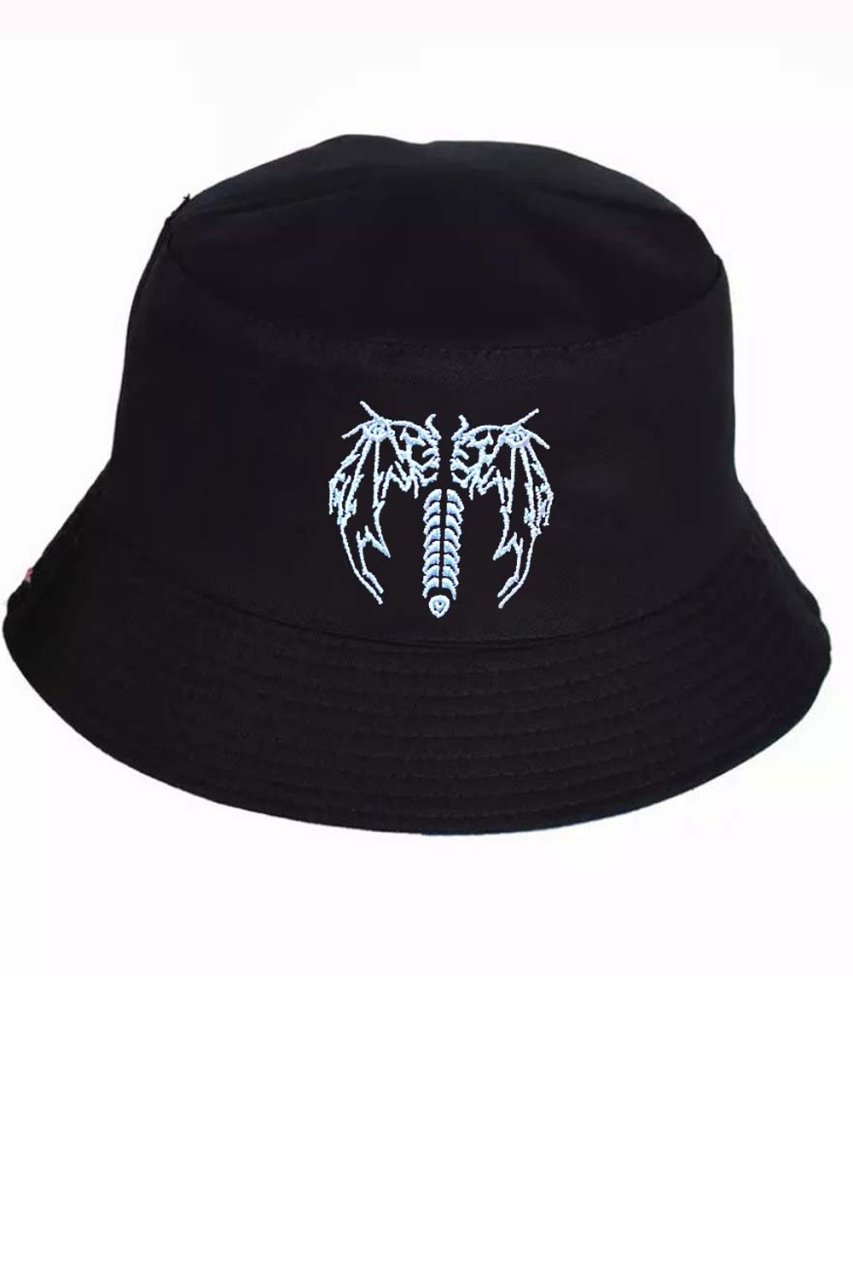 Siyah Tribal Gothic Wings Bucket Şapka