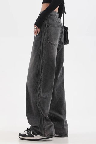 Siyah Vintage Yıkamalı Baggy Jean Pantolon