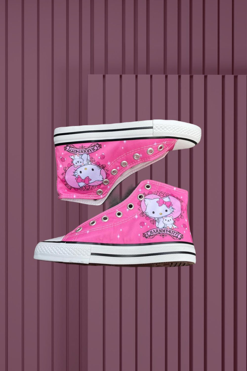 Pembe Hello Kitty-Charmmy Kitty Uzun Kanvas Ayakkabı