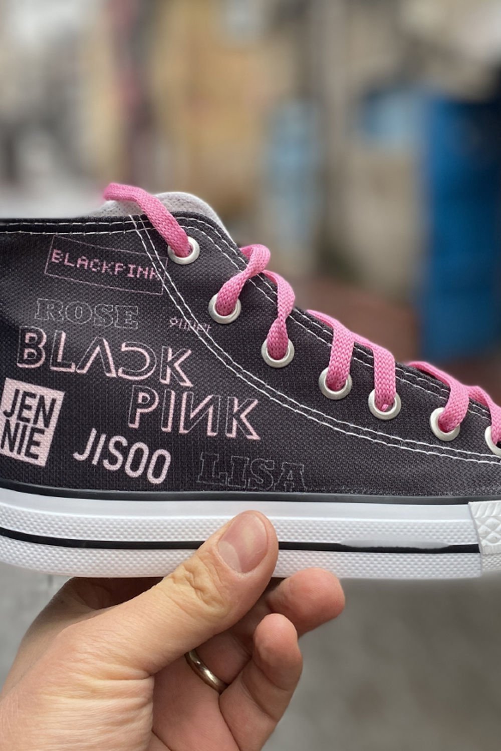 K-Pop Black Pink Kolaj Uzun Kanvas Ayakkabı